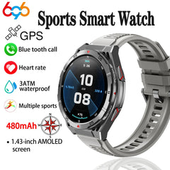 Nouvelle montre intelligente GPS sport boussole Altitude pression d'air appel de dent bleue 3ATM étanche santé AMOLED écran Smartwatch 480Mah