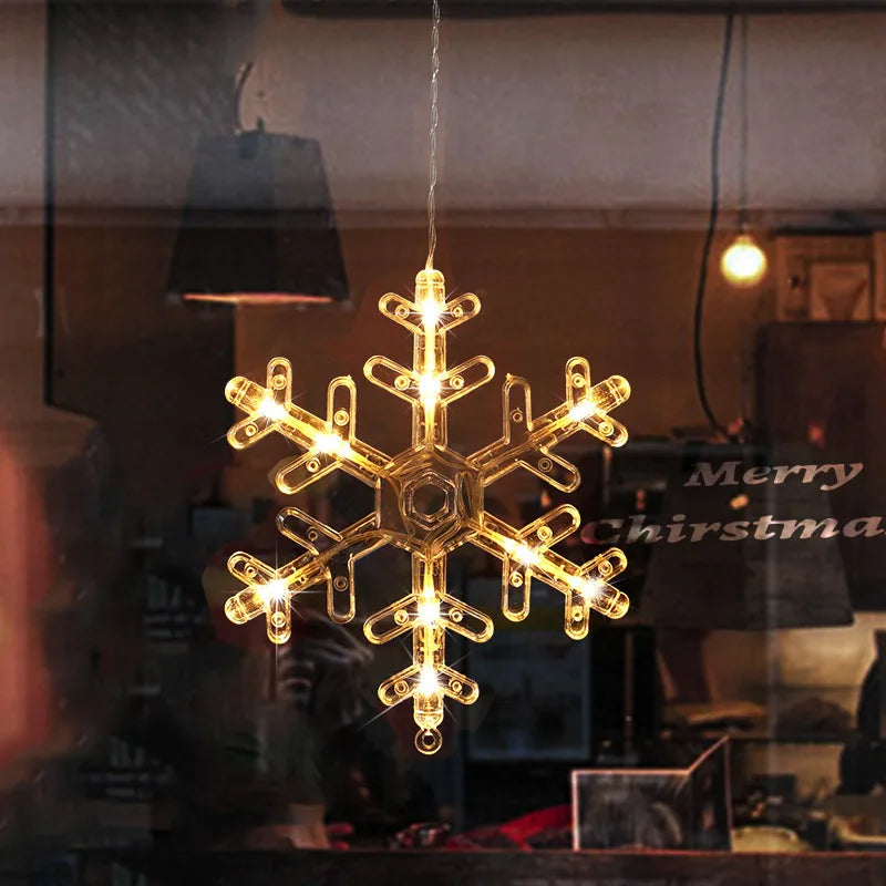 Lumières LED de Noël pour la décoration de la chambre à coucher, ornements de la maison, fenêtre, verre, batterie chaude