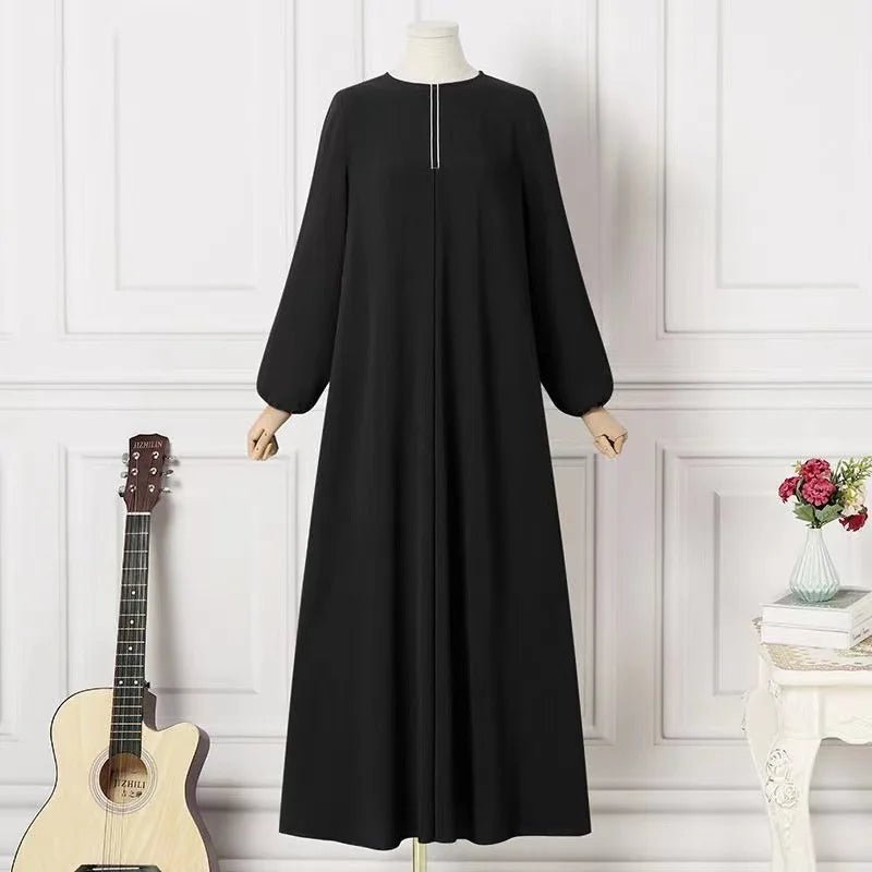 Robe Longue pour Femme Musulmane, Vêtement Éducatif, Eid Abaya, Dubaï, Arabie Saoudite, Maroc, Jalabiya, Ramadan, Couleur Unie, Islam Modeste