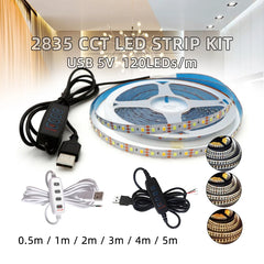 LED strip light kit for tourist information, flexible bar light, dimmer controller, USB, 0.5-5m, 5V, 120g/m, 3000K, 4000K, 6000K CCT, 4 buttons, 2m