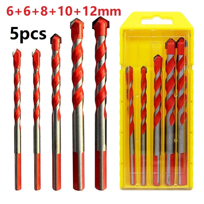 Jeu de forets à percussion en carbure, outils de forage multifonctionnels pour trous triangulaires 3-12mm pour le perçage de carreaux de verre, de céramique, de béton et de briques