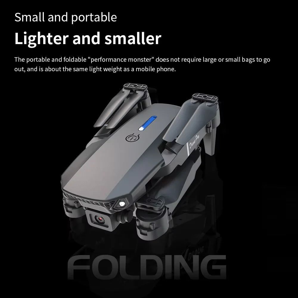 E88 4K Professional Drone, Wide-Angle HD Camera, WiFi FPV, Altitude Hold, Foldable RC Quadrotor Helicopter, Children's Toys (Camera Not Included)