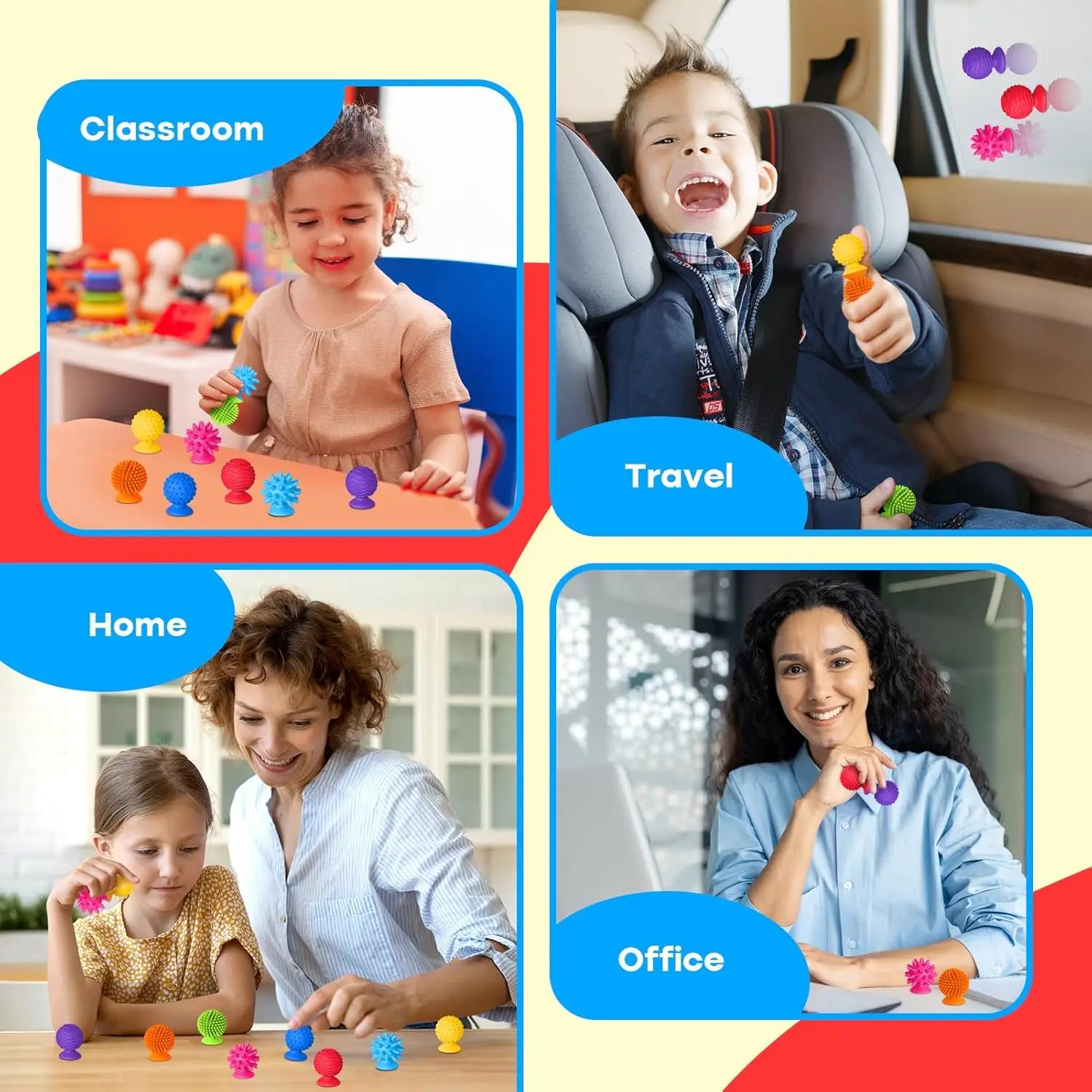Ensemble de 8 jouets sensoriels souples en Silicone, avec ventouses texturées, jouets anti-Stress, cadeau d'activités