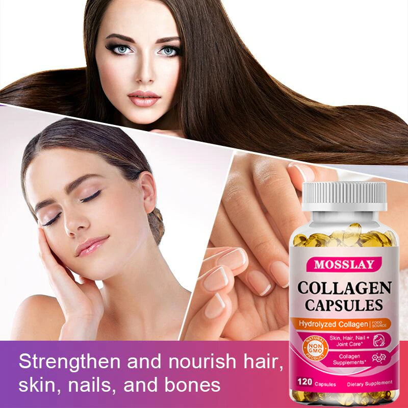 Capsules de collagène avec acide hyaluronique et complexe de vitamine C, supplément de blanchiment de la peau