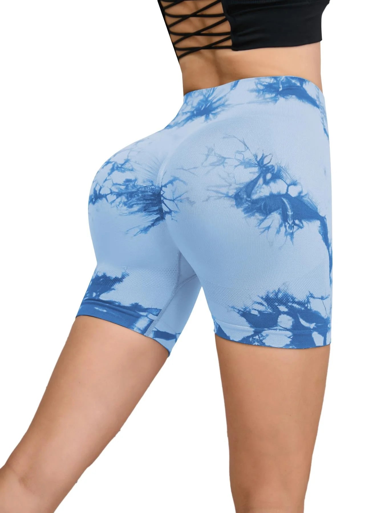 Pantalon de Fitness sans couture teint par nouage pour femmes, taille haute et levage des hanches, short serré de sport, course à pied, Sexy, pêche, Fitness, Yoga