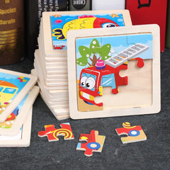 Puzzle 3D en bois pour enfants, bébé, dessin animé, animaux/trafic, jouet éducatif, jouet pour enfants, Puzzle en bois, petite taille 11x11CM