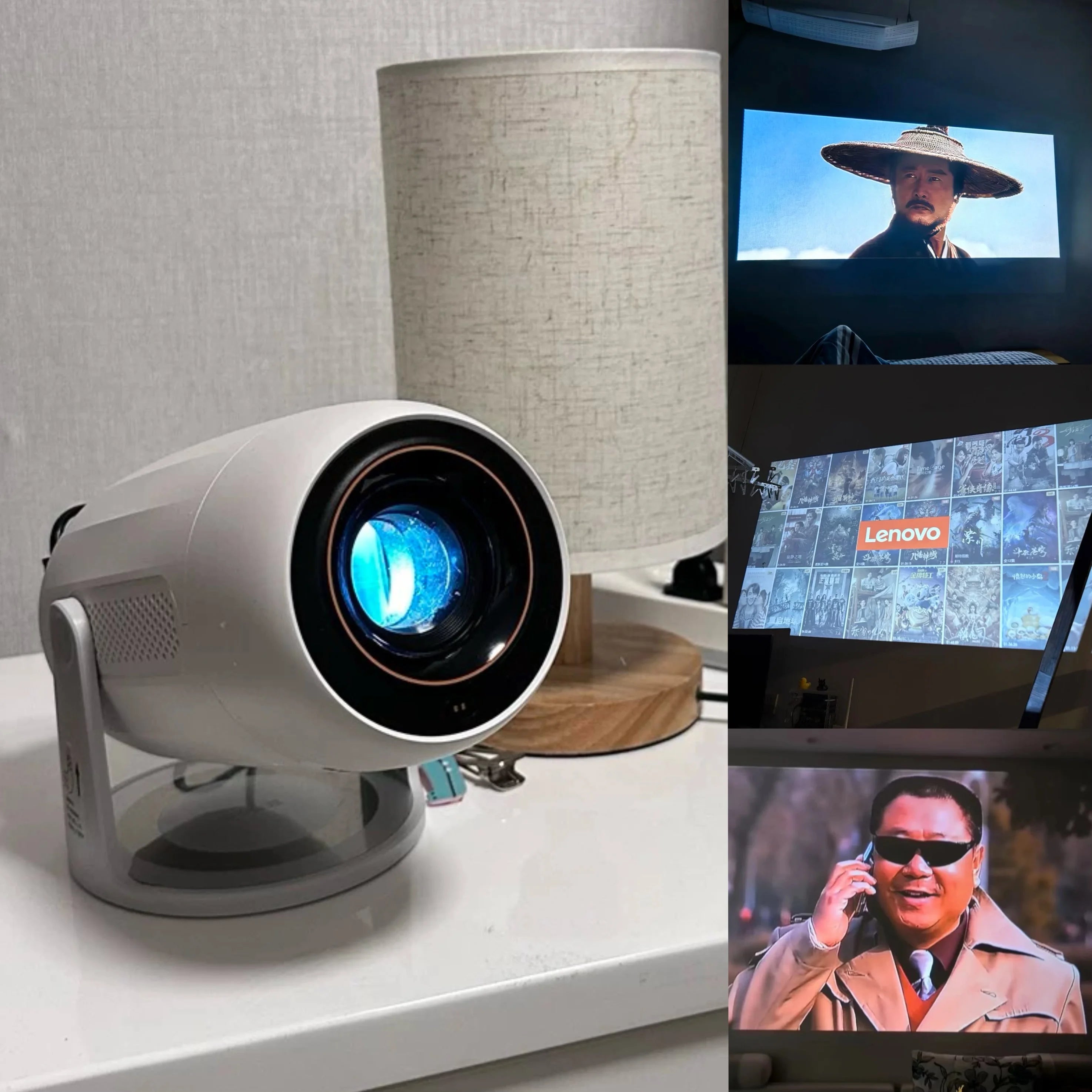 Lenovo Portable 4K projecteur 100M Android 12 WIFI 6 TOF No-Sense mise au point automatique extérieur Full HD projecteur vidéo film Home cinéma