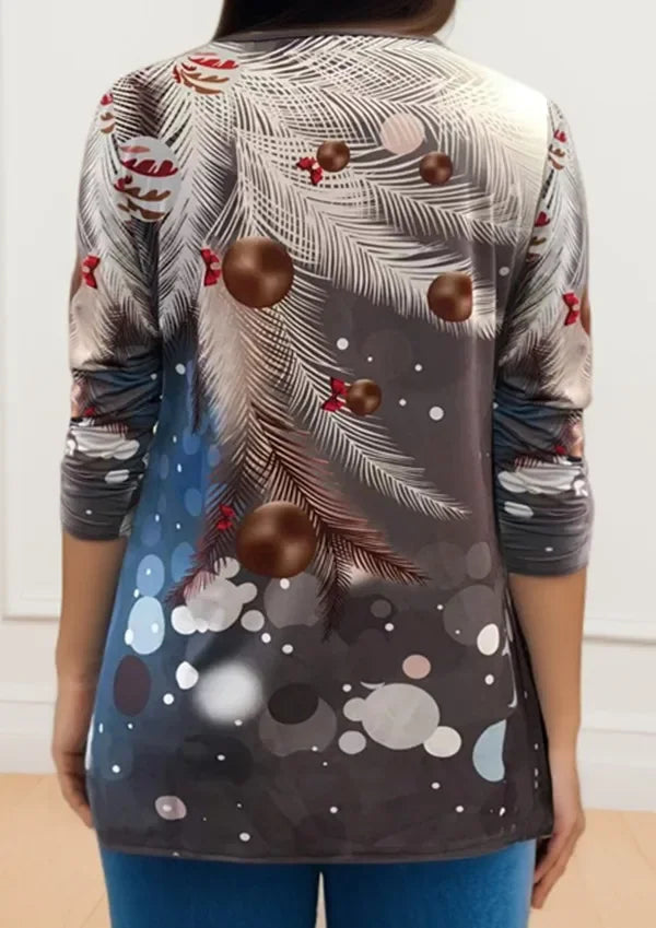 Arbre de noël femmes t-shirt mode col rond à manches longues hauts chemises impression 3D décontracté Harajuku femme grande taille vêtements