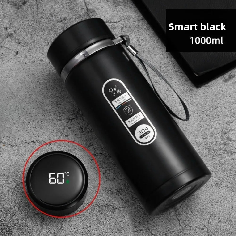 1000ml Metal ThermosCup, Smart Temperature Display, Leak-Proof Stainless Steel Thermos Mug, Suitable for Home/Office/Outdoor Use
