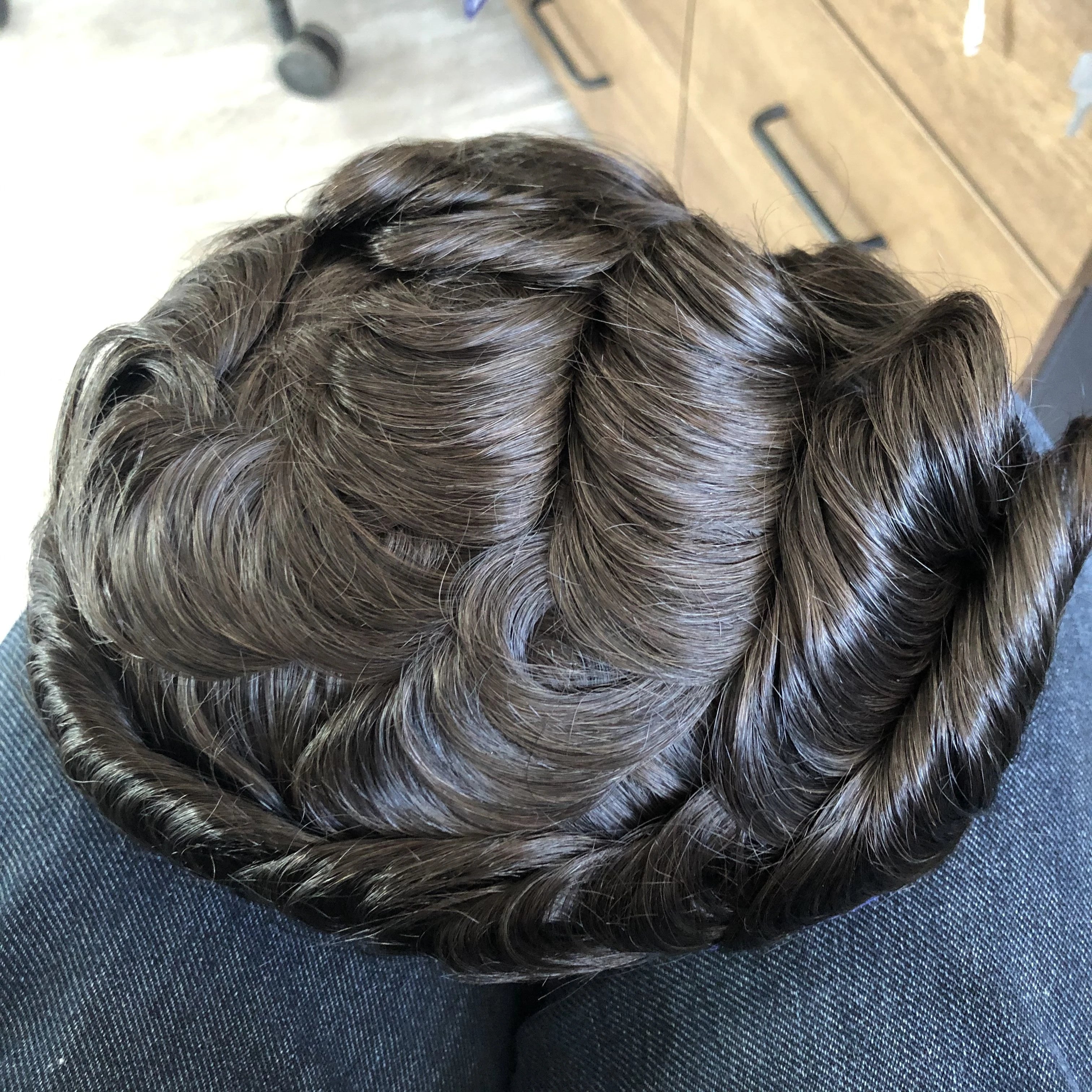 100% cheveux humains hommes toupet naissance des cheveux naturelle pleine peau Pu Base Durable mince 0.1mm hommes perruques unité de remplacement prothèse capillaire