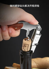 Tire-bouchon de serveur avec manche en bois de poire rouge pour bouteille de bière ou de vin, facile à transporter pour les amateurs de pique-nique, accessoires de cuisine ou Barman