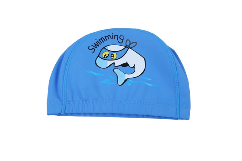 Bonnet de bain imperméable en tissu PU pour enfants, mignon, Animal de dessin animé, dauphin, protège les oreilles, cheveux longs, pour garçons et filles