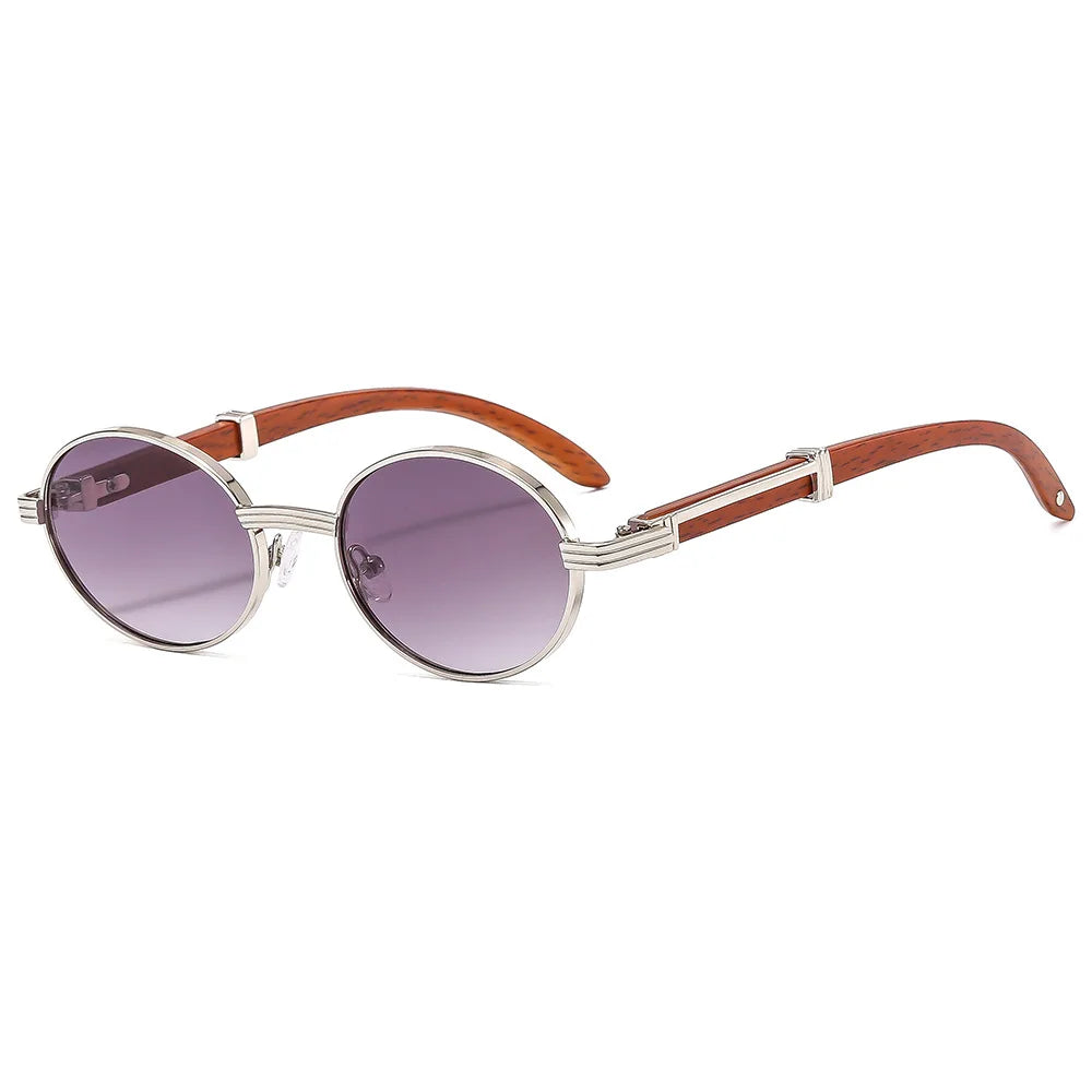 Lunettes de soleil rétro Imitation Grain de bois pour hommes et femmes, ovales, tendance, Protection Uv, nouvelle collection