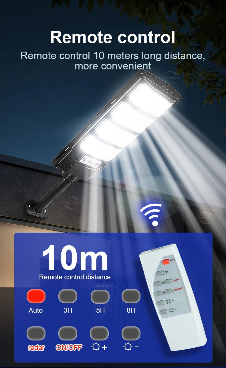10000W Ultra Powerful Outdoor Solar Lights, 320° Wide Beam Angle, Adjustable Brightness Streetlights