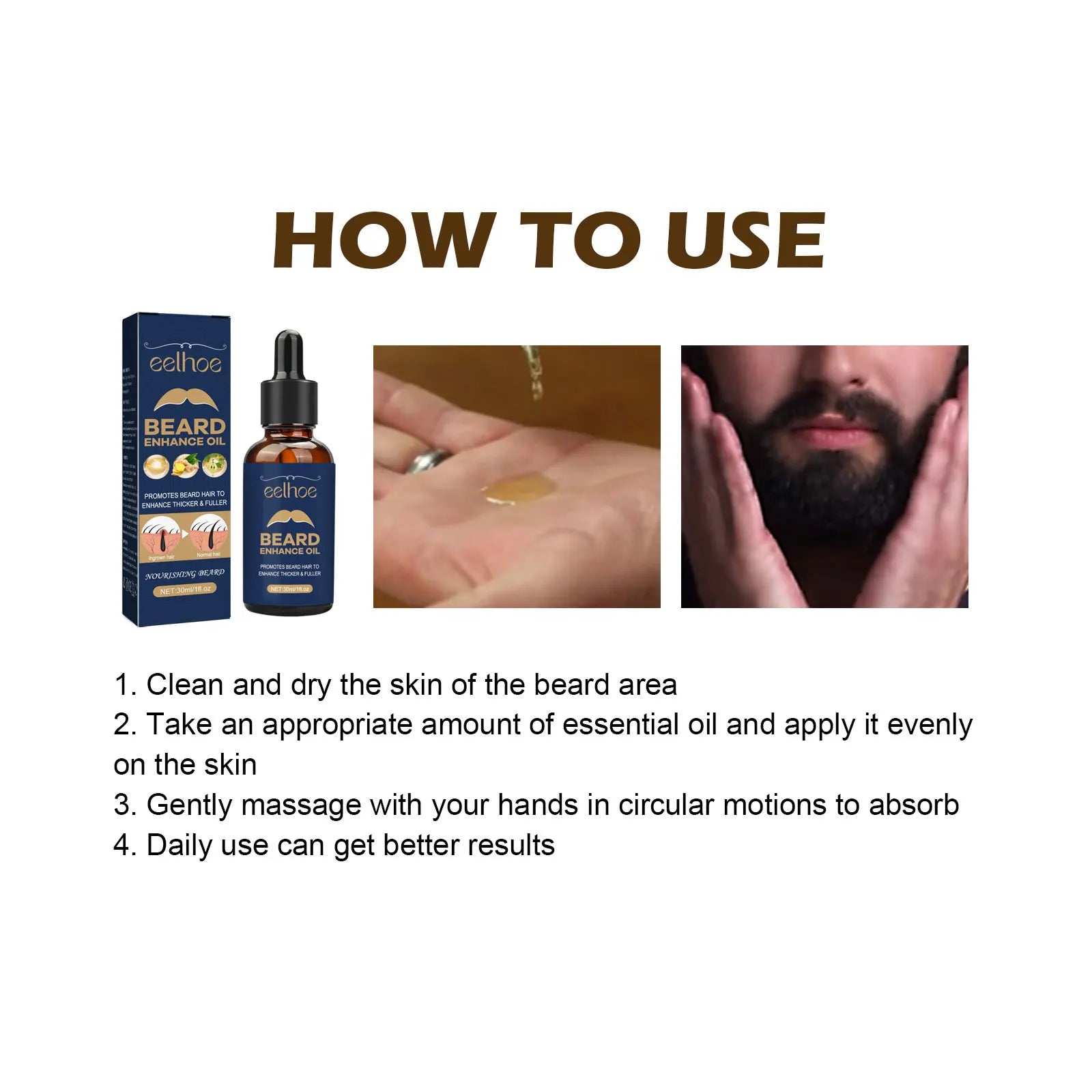 EELBathroom E-Huile de soin pour la barbe pour homme, soin hydratant, lisse, nourrissant, optique, rasage, huile essentielle