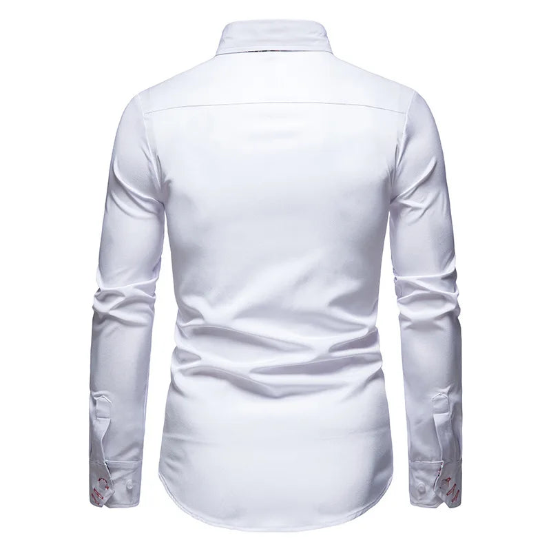 Chemise homme avec col chemises blanches homme manches longues chemises homme polos pour hommes marques célèbres Camisa Social Masculina