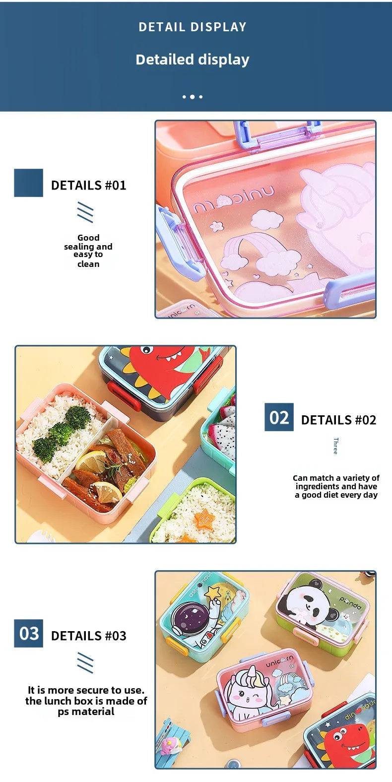 Boîte à déjeuner mignonne pour enfants, filles et garçons, avec compartiments, boîte à Bento, étanche, boîtes à collation alimentaires pour enfants, nouvelle collection 2024