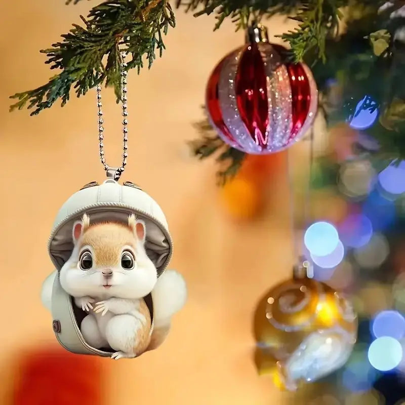 Modern Christmas decoration for home, car pendant, Christmas tree ornament, funny 2D acrylic cat ornament