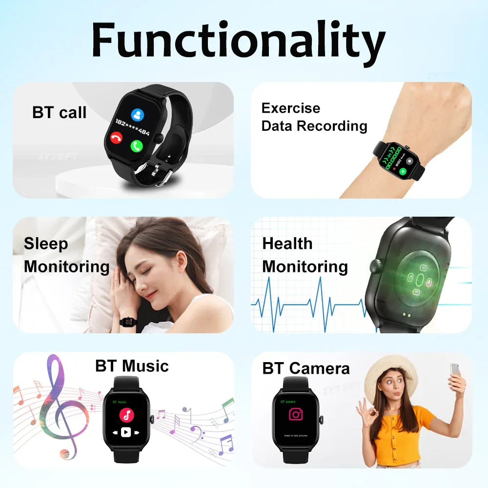H9 montre intelligente hommes femmes cadeaux 2.01 ''écran tactile complet Sport Fitness Tracker Smartwatch BT appel montre-bracelet numérique 5 pièces