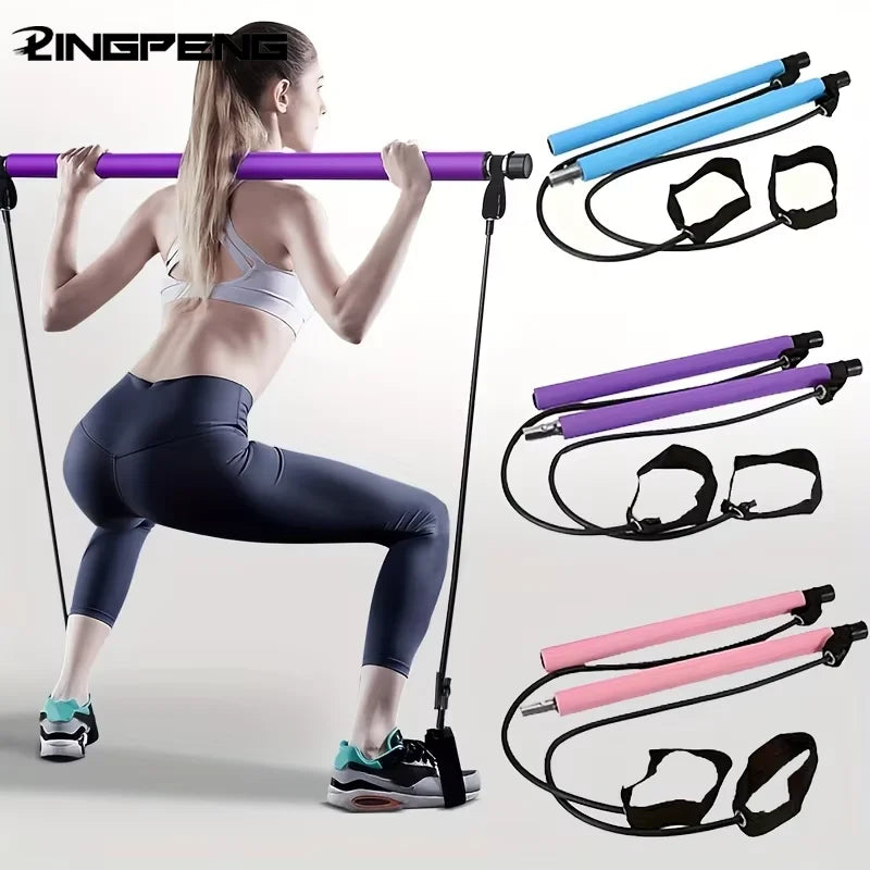 Combinaison de barre de Pilates multifonctionnelle, barre de Fitness, Yoga, Expansion de la poitrine, corde de Tension, entraîneur arrière, corde élastique, ceinture d'étirement