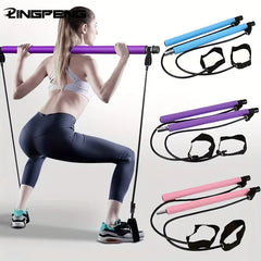 Combinaison de barre de Pilates multifonctionnelle, barre de Fitness, Yoga, Expansion de la poitrine, corde de Tension, entraîneur arrière, corde élastique, ceinture d'étirement