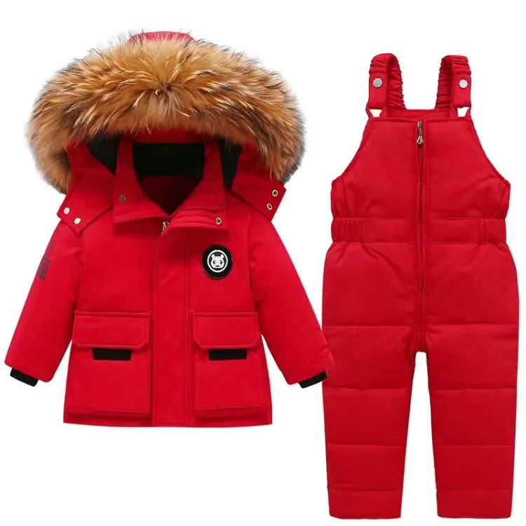 Ensembles de vêtements pour tout-petits, combinaisons de neige d'hiver pour bébés filles, doudounes chaudes, combinaisons à capuche en fourrure optique, combinaisons trempées, 0-3 ans