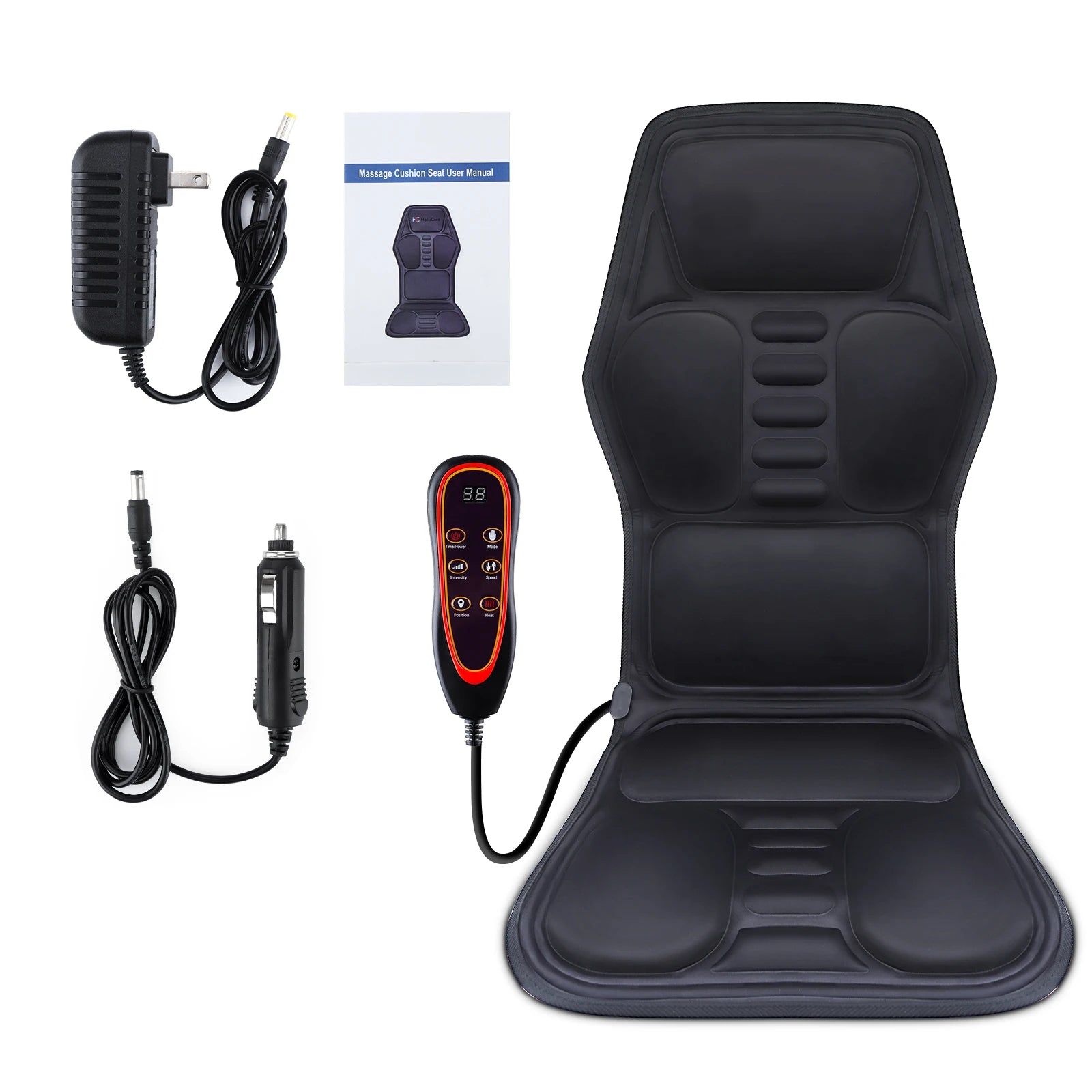 Masseur de dos électrique infrarouge, chaise de Massage complète du corps, coussin chauffant, vibrateur, voiture, maison, bureau, matelas lombaire pour le cou, tapis de chaise