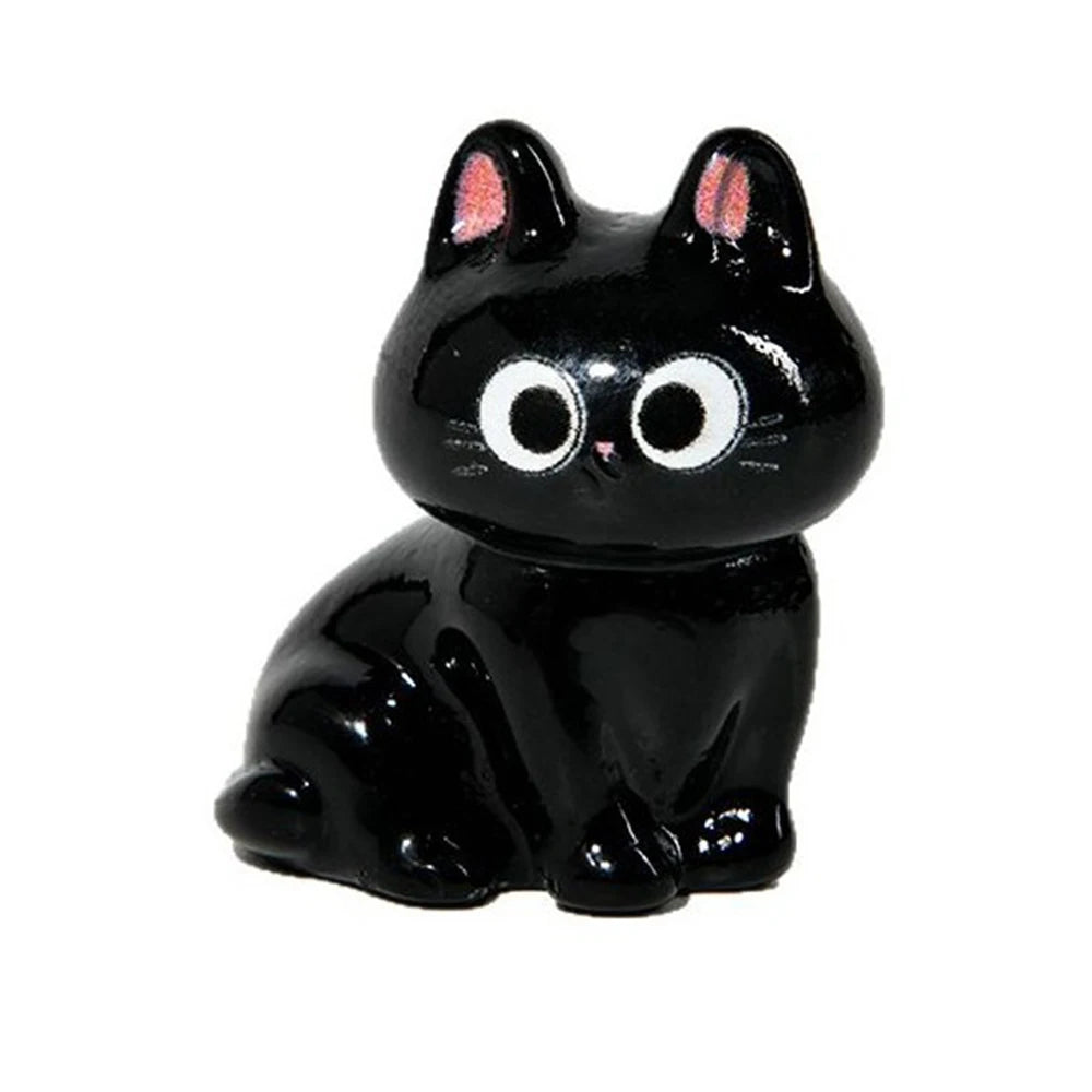 Cartoon resin cat figurine, mini kitten, tilted head, home decorations, small creative figurines for car and desk mounting
