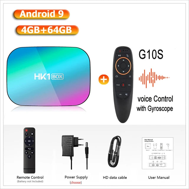 Boîtier TV intelligent Android 9.0 4K 100m 1080P HK1 boîtier amlogic S905X3 double WiFi 4GB RAM 32GB 64GB ROM HK1BOX décodeur