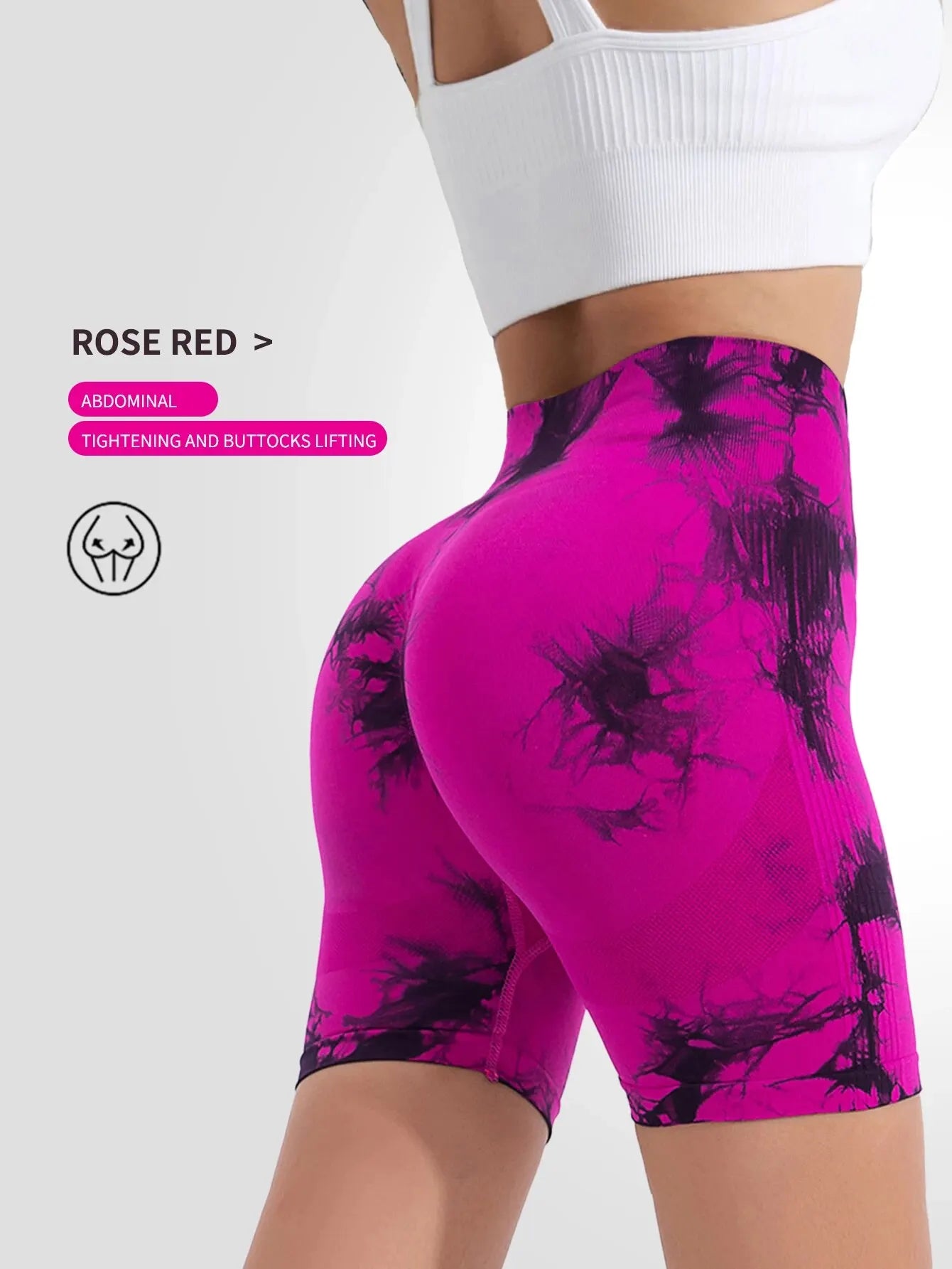 Pantalon de Fitness sans couture teint par nouage pour femmes, taille haute et levage, short serré de sport, course à pied, Sexy, pêche, Fitness, Yoga