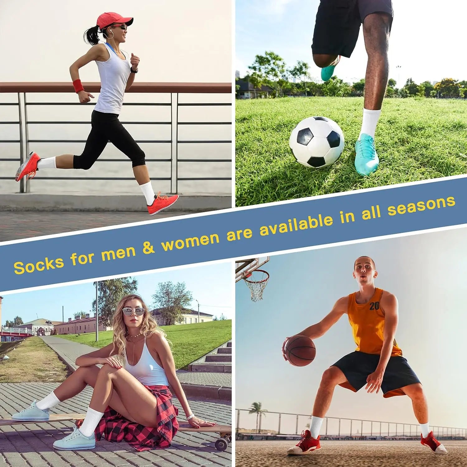 8 pièces chaussettes de sport amorti respirant chaussettes de course haute performance et durables chaussettes de sport de plein air pour hommes et femmes