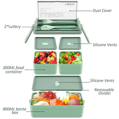 Boîte à déjeuner Portable Double couche pour enfants, avec fourchette et cuillère, boîtes à Bento pour micro-ondes, ensemble de vaisselle, conteneur de stockage des aliments