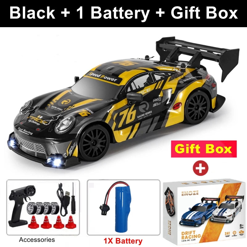 4WD RC Drift Car, High-Speed ​​Remote Control Racing Vehicle with LED Lights, 2.4GHz Radio, 4x4 Off-Road Truck, Children's Toy
