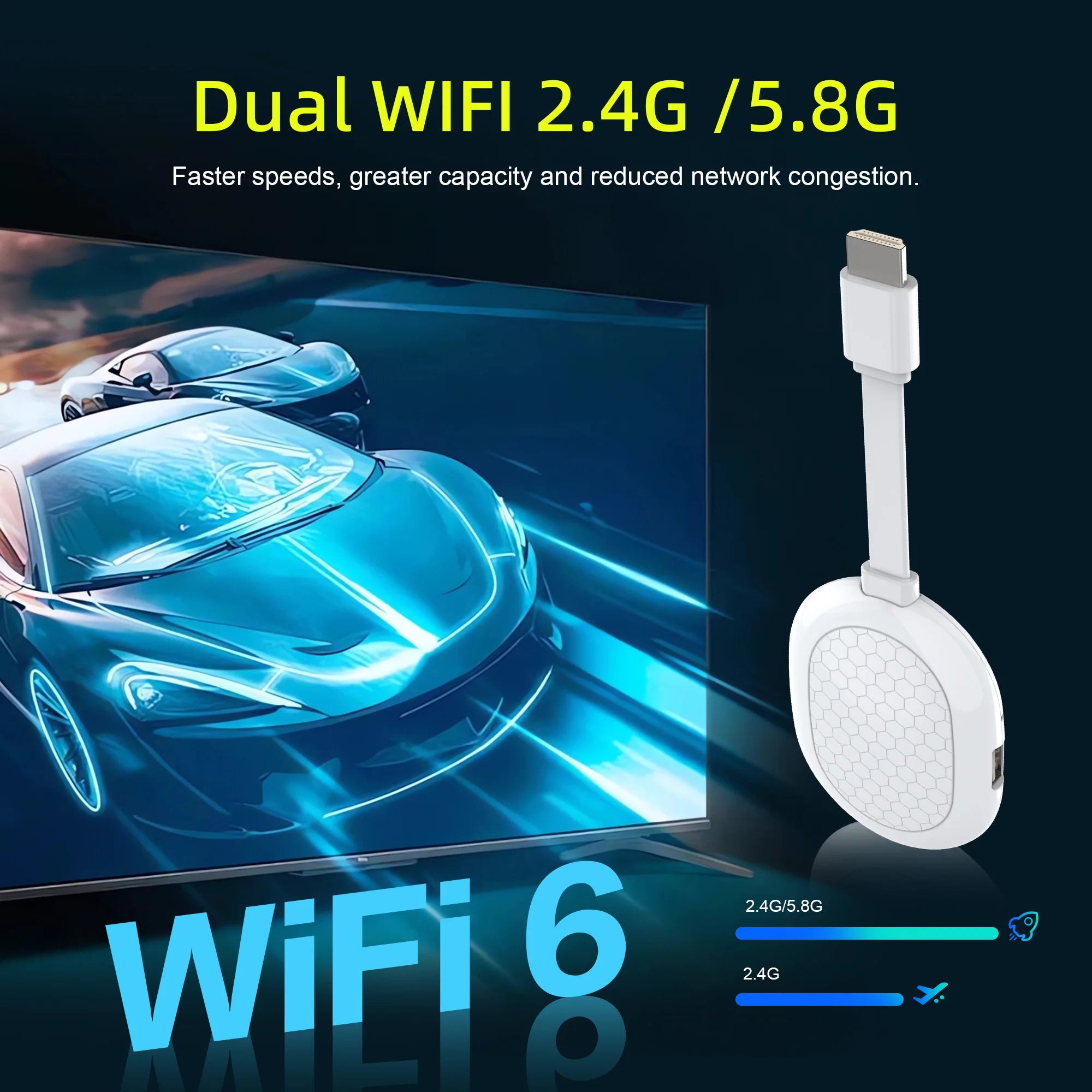 Clé TV intelligente Android 14 Allwinner H313 Mortal Q2S Chromecast Télécommande vocale WiFi 6 4K à 60 ips WiFi 6 Bluetooth 2 Go 8 Go 16 Go Streaming