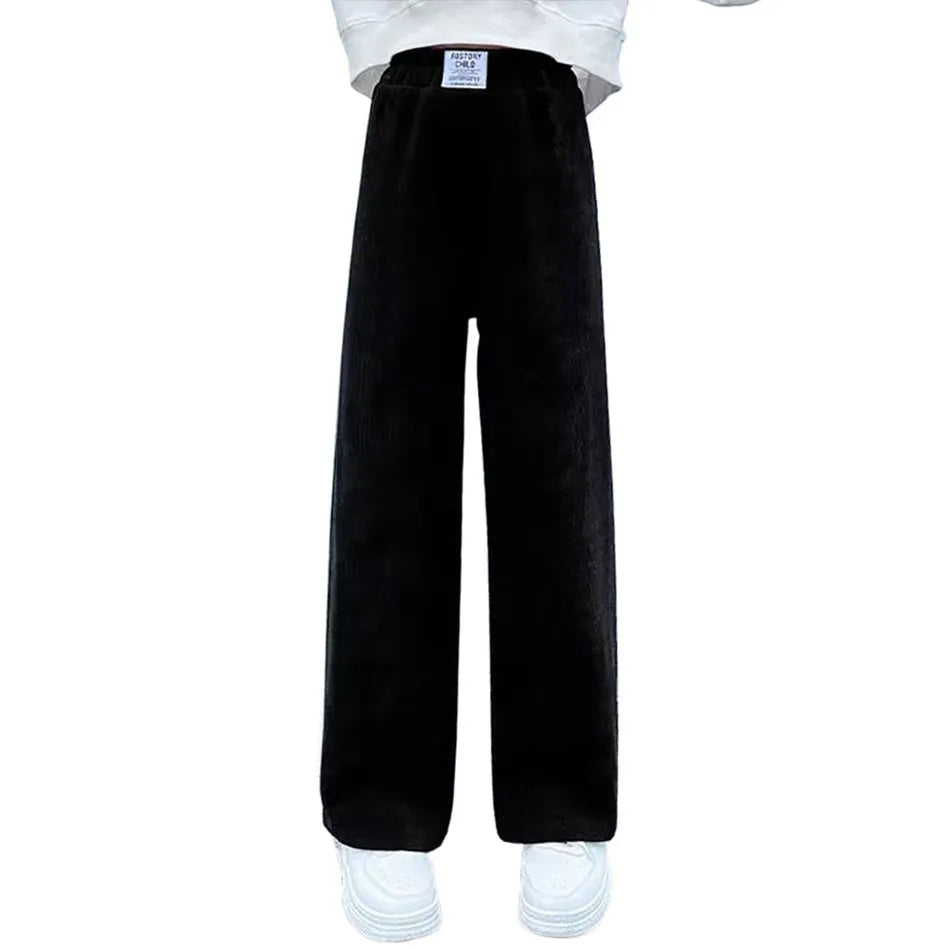 Pantalons à jambes larges pour filles, en velours côtelé, décontractés, à jambes droites, tendance, pantalons longs amincissants, nouvelle collection printemps et automne