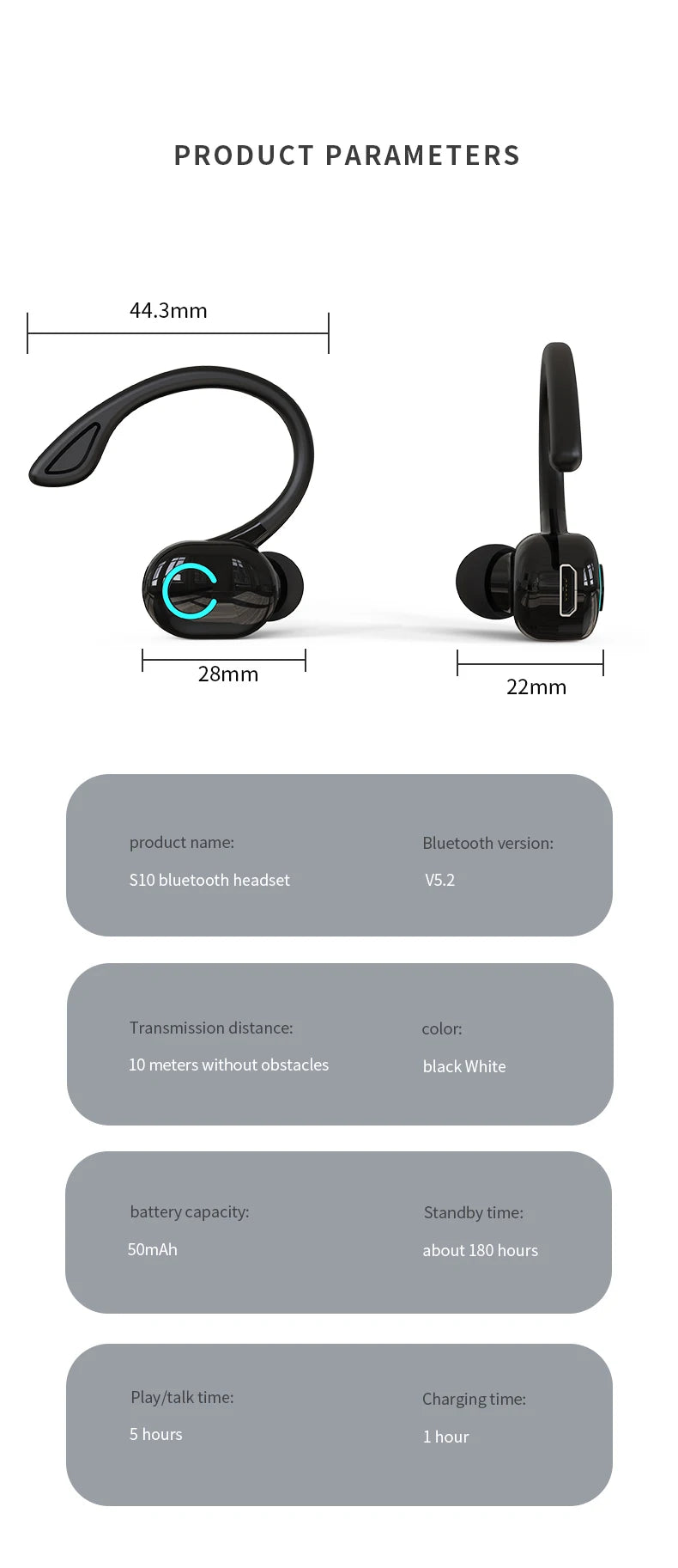 Écouteurs sans fil Bluetooth 5.0, oreillettes intra-auriculaires simples, étanches, TWS, mains libres, pour sport