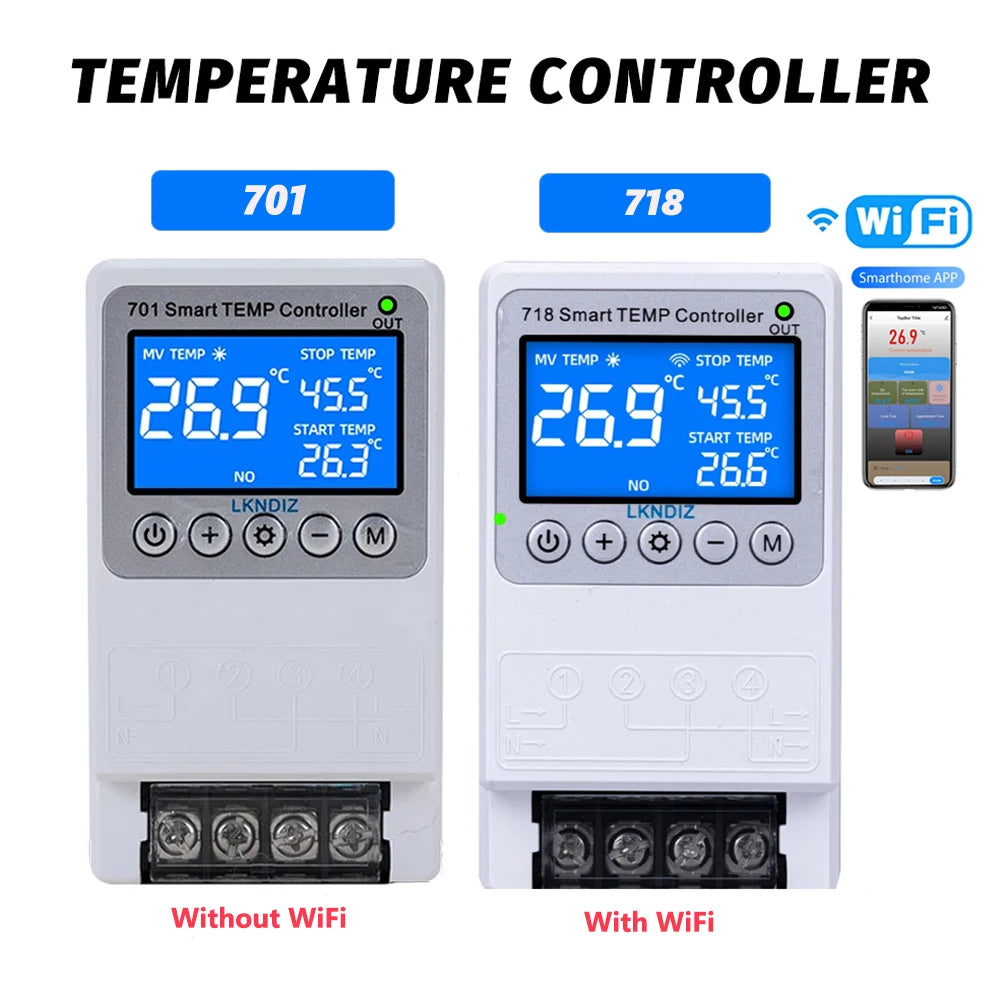 Contrôleur WIFI intelligent de température, Thermostat Constant, interrupteur de contrôle de synchronisation, contrôle du Cycle, Option de tête de capteur Multiple