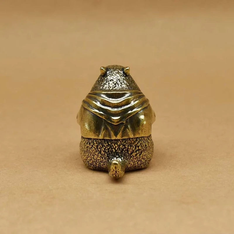 Retro brass marmot figurine, brass capybara statue, cute little animals, desk ornament, home decoration, charming decor