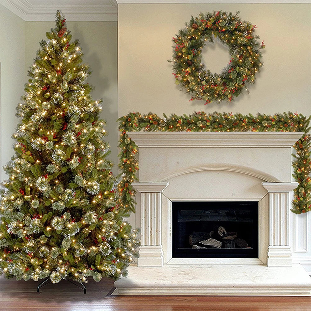 Rattan Festival Garland, 1.8/2.7M, Red Berry Branches, Elegant Party Decoration, Home Wall Door