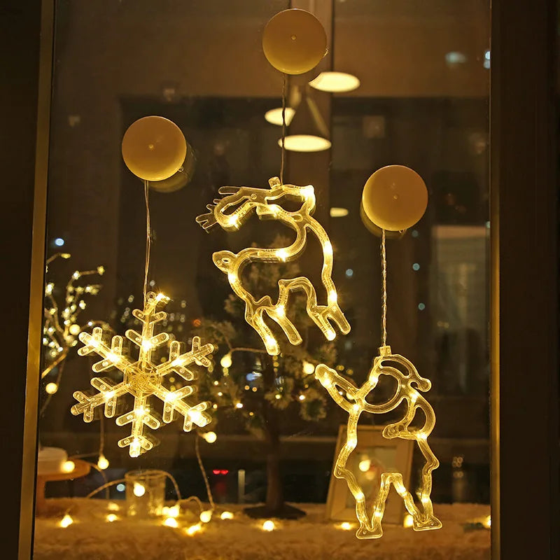 Lumières LED de Noël pour la décoration de la chambre à coucher, ornements de la maison, fenêtre, verre, batterie chaude