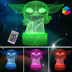 Veilleuse 3D pour enfants, lumière pour bébé, décoration de chambre, Charge USB, lampe d'illusion 3D avec télécommande de synchronisation, cadeau de noël et d'anniversaire