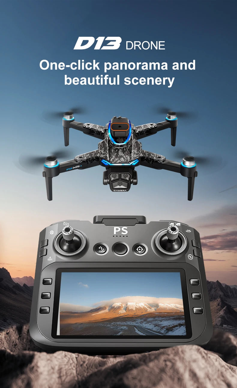Nouveau Drone D13 4K professionnel trois caméras HD avec grand écran 5G WIFI FPV Dron flux optique sans brosse vol stationnaire pliable quadrirotor