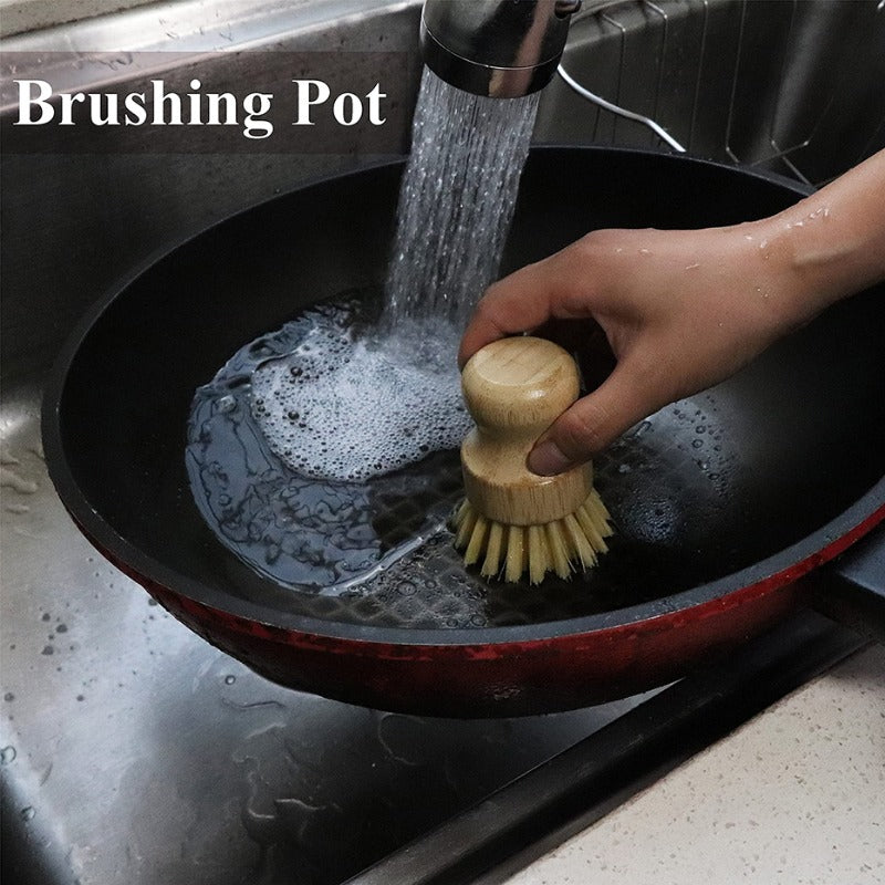 Brosse à récurer la vaisselle en bambou Regina, brosse à récurer la vaisselle en bois de cuisine, brosse à livres pour laver la vaisselle, casserole en fonte, 1 pièce, 2 pièces