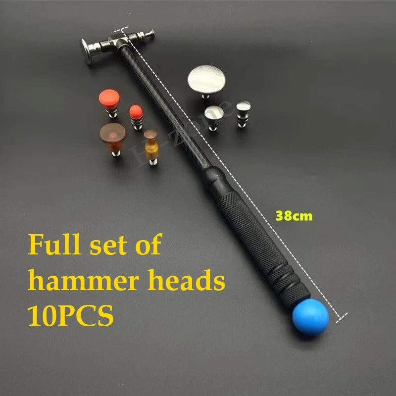 Car dent removal hammer, body repair, impact leveling hammer, replaceable traceless repair tool, carbon fiber and stainless steel