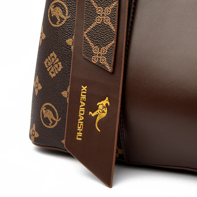 Sac à main de luxe imprimé grande capacité en cuir souple pour femmes, sac à bandoulière de loisirs de styliste pour dames