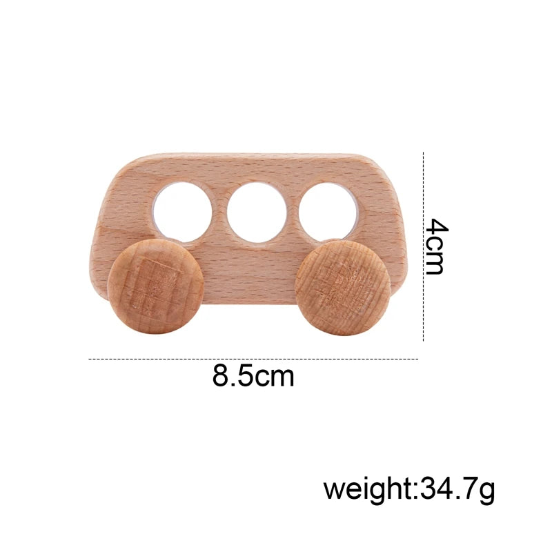 Décennie s de voiture en bois de hêtre pour bébé, jouets de dessin animé, Van dos Montessori, jouets de dentition pour enfants, cadeau d'anniversaire pour nouveau-né