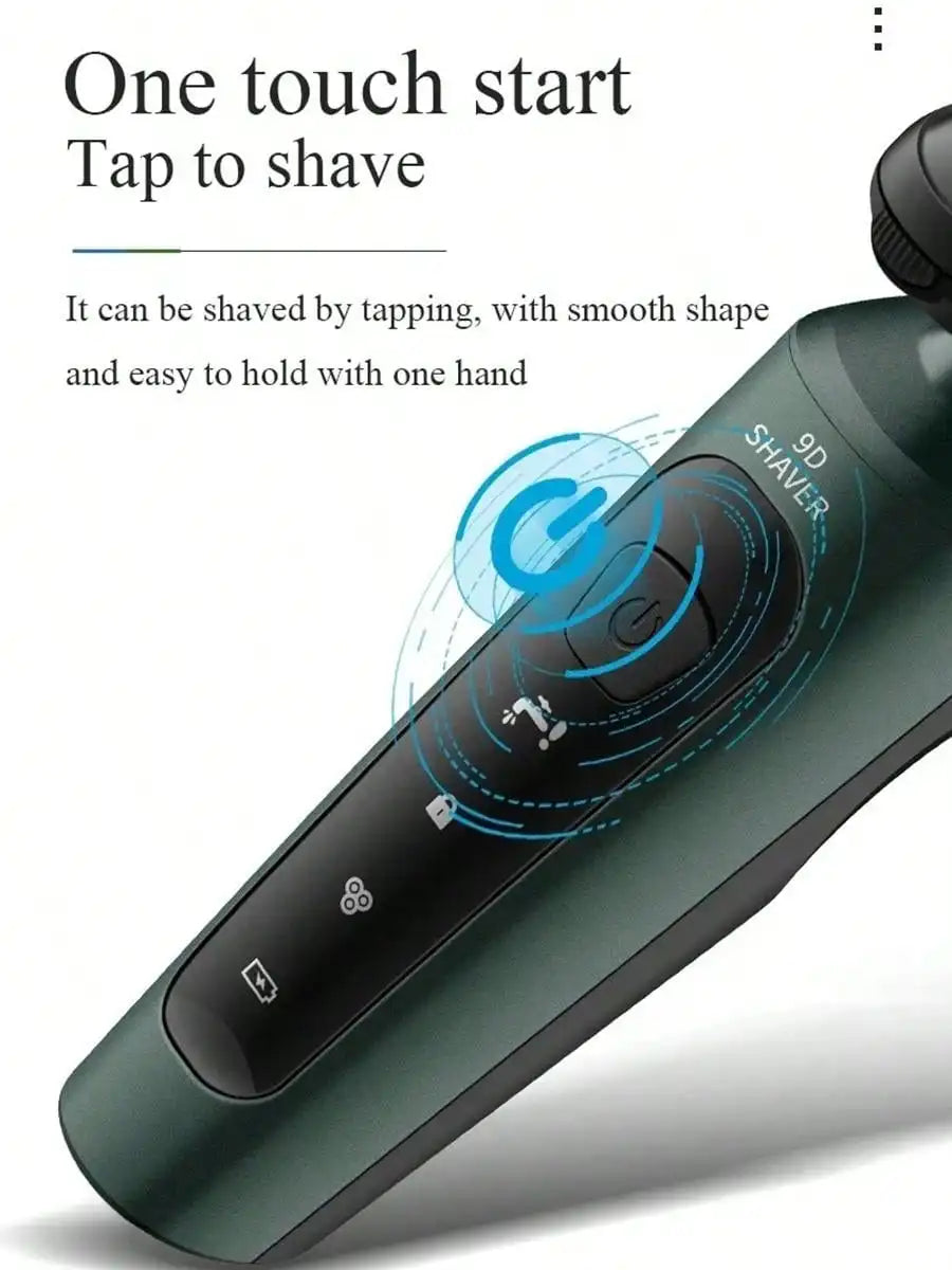 Rasoirs électriques 9D pour hommes, tondeuse électrique étanche, utilisation humide et sèche, batterie Rechargeable, rasoir rotatif, Machine de rasage