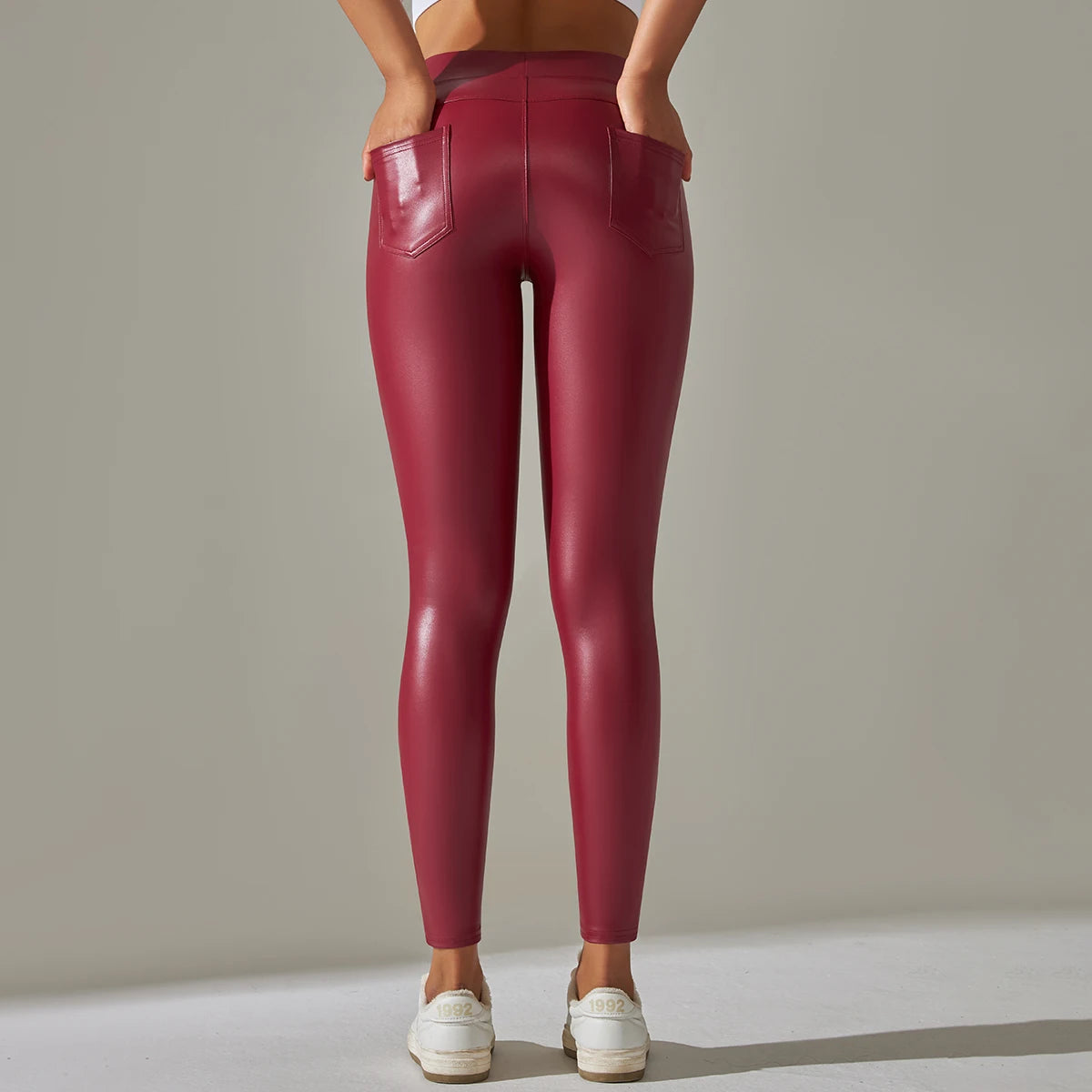 Leggings en cuir PU femmes Sexy Scrunch fesses Leggings filles Faux cuir pantalon taille haute Push Up Leggings décontractés 6 couleurs