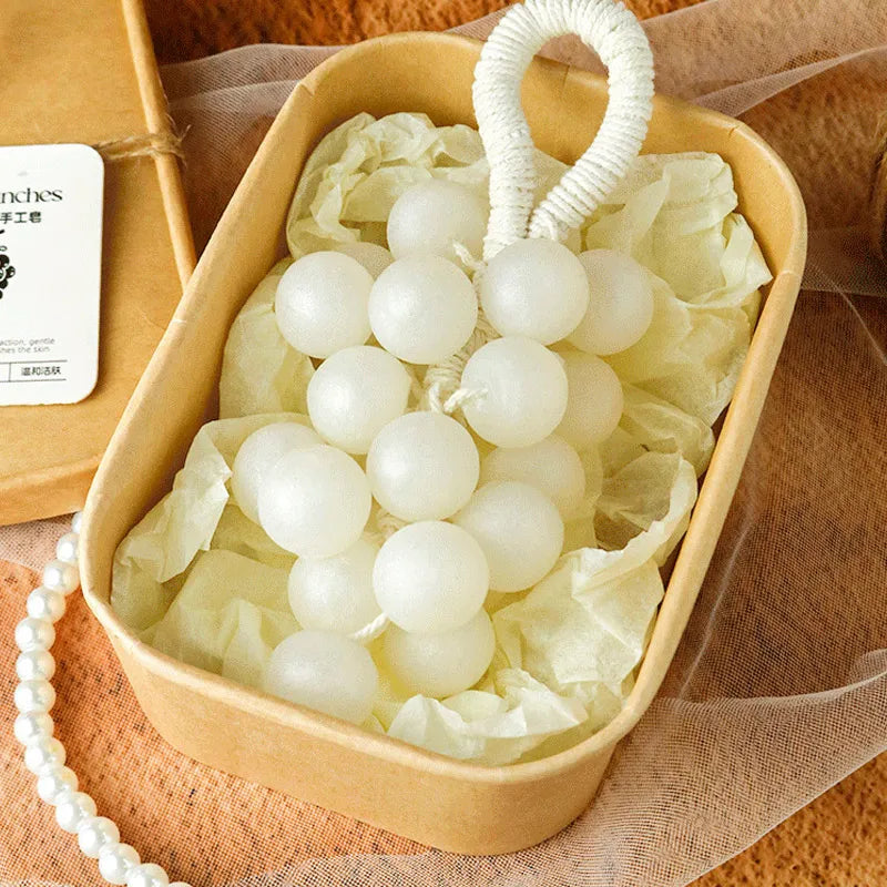 Barre de savon faite à la main, bouquets de raisin perlé, bain, lavage, nettoyage et boîte cadeau nourrissante, savon, Extraction de plantes, élimine la saleté douce