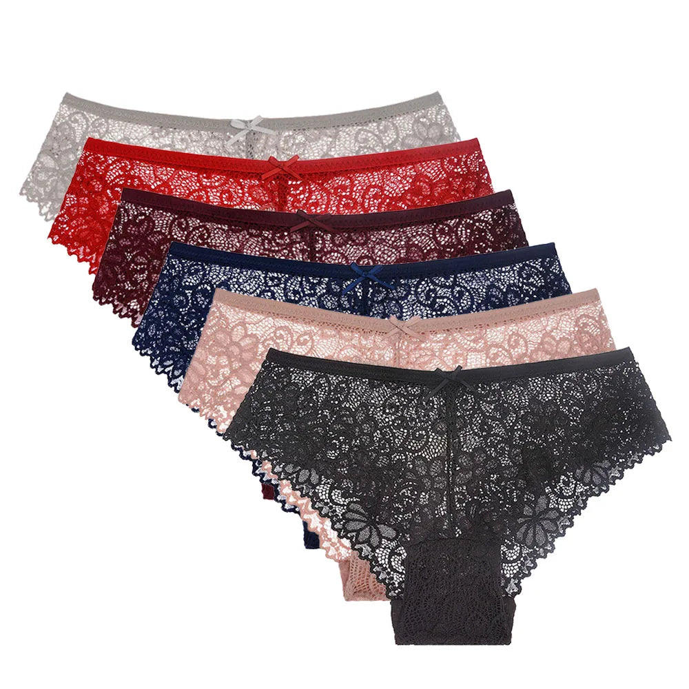 5 pièces/ensemble slips en maille M-2XL culottes en dentelle sous-vêtements transparents Sexy culottes taille basse filles intimes Lingeri